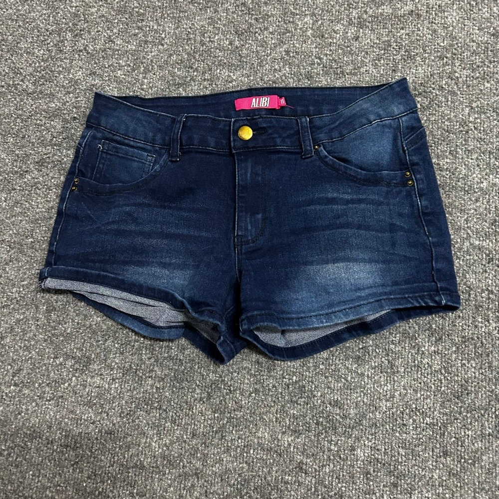 Alibi Denim Shorts Womens Size 11 Dark Wash Stretch Casual Rolled Cuff 45842
